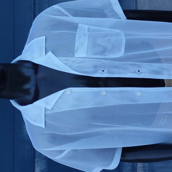 Syllables Systems Men's Mesh See Through White Summer Shirt - Picture 11 of 17